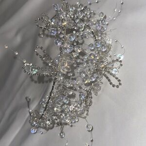 Mermaid Silver Crystal Hair Accessory and Earrings Set